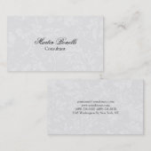 Gray Floral Damask Script Visitekaartje (Voorkant / Achterkant)