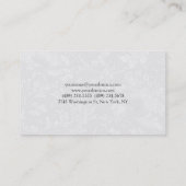 Gray Floral Damask Script Visitekaartje (Achterkant)