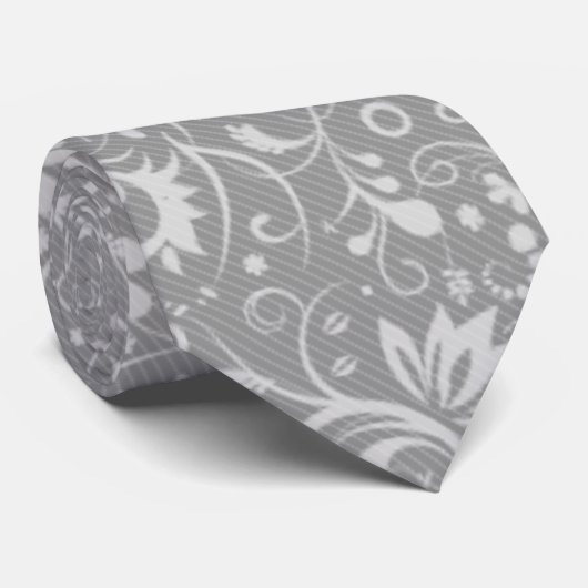 Gray Floral Damask Stropdas (Opgerold)