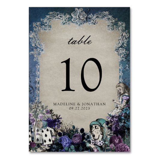 Gray  Floral Dark Alice in Worderland Kaart (Voorkant)