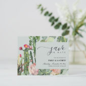 GRAY FLORAL DESERT CACTI FOLIAGE BEWAREN DE DATUM AANKONDIGINGSKAART (Staand voorkant)