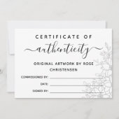 Gray Floral Groter certificaat van echtheid (Voorkant)