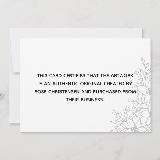 Gray Floral Groter certificaat van echtheid (Achterkant)