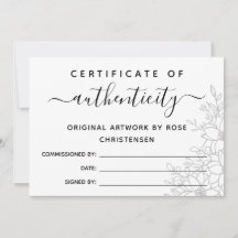 Gray Floral Groter certificaat van echtheid