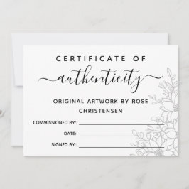Gray Floral Groter certificaat van echtheid