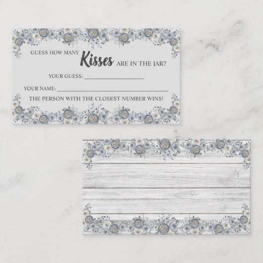 Gray Floral hoeveel Kisses Vrijgezellenfeest heeft Plaatskaartje (Voorkant / Achterkant)