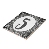 Gray Floral House Number Butterfly Berry Oval Tegeltje (Zijkant)