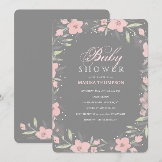 Gray Floral Kaart (Voorkant / Achterkant)