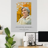 Gray Floral Lijst & Elegant Photo Funeral Poster (Thuiskantoor)