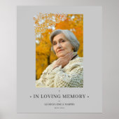 Gray Floral Lijst & Elegant Photo Funeral Poster (Voorkant)