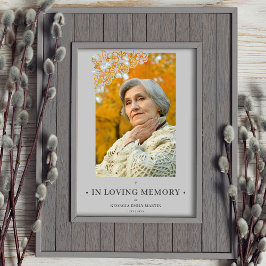Gray Floral Lijst & Elegant Photo Funeral Poster