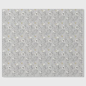 Gray Floral Lineart Waterverf Cadeaupapier (Vlak)