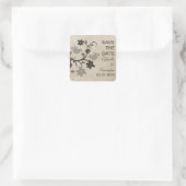 Gray Floral Lovevogels Bewaar datum Sticker (Tas)