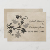 Gray Floral Lovevogels Bewaar het Briefkaart Datum (Voorkant / Achterkant)