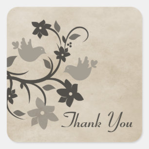 Gray Floral Lovevogels Dank je Stickers