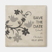 Gray Floral Lovevogels sparen de Datum Magnet (Voorkant)