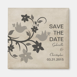 Gray Floral Lovevogels sparen de Datum Magnet