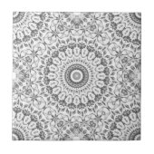 Gray Floral Mandala Pattern Tegeltje (Voorkant)
