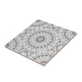 Gray Floral Mandala Pattern Tegeltje (Zijkant)