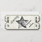 Gray Floral Modern Typography Ticket Wedding Kaart (Achterkant)