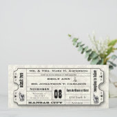 Gray Floral Modern Typography Ticket Wedding Kaart (Staand voorkant)