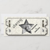 Gray Floral Modern Typography Ticket Wedding Kaart (Achterkant)