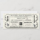 Gray Floral Modern Typography Ticket Wedding Kaart (Voorkant)