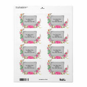 Gray Floral Monogram Labels (Full Sheet)