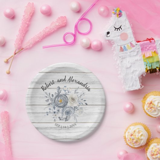 Gray Floral | Ontvangst van Vrijgezellenfeest brui Papieren Bordje (Feest)