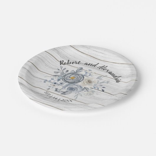 Gray Floral | Ontvangst van Vrijgezellenfeest brui Papieren Bordje (Gekanteld)