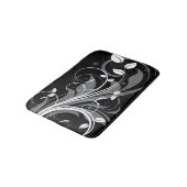 Gray Floral Pattern op Black Badmat (Gekanteld)