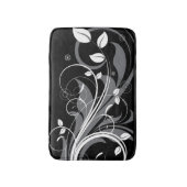 Gray Floral Pattern op Black Badmat (Voorkant Verticaal)