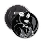 Gray Floral Pattern op Black Button Flesopener (Voorkant)