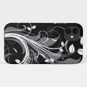Gray Floral Pattern op Black Case-Mate iPhone Case (Achterkant (horizontaal))