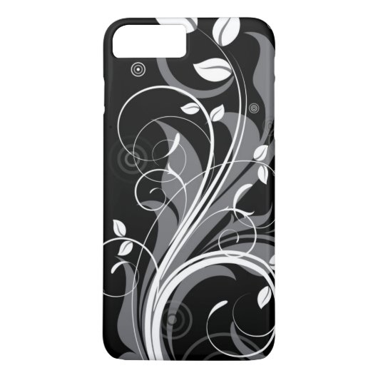 Gray Floral Pattern op Black Case-Mate iPhone Case (Achterkant)