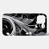Gray Floral Pattern op Black Case-Mate iPhone Case (Achterkant (horizontaal))