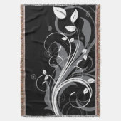 Gray Floral Pattern op Black Deken (Voorkant Verticaal)