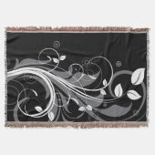 Gray Floral Pattern op Black Deken (Voorkant)