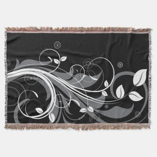 Gray Floral Pattern op Black Deken (Voorkant)