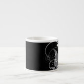 Gray Floral Pattern op Black Espresso Kop (Voorkant)