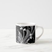 Gray Floral Pattern op Black Espresso Kop (Rechts)