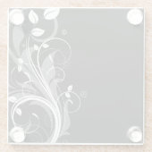 Gray Floral Pattern op Black Glazen Onderzetter (Achterkant)