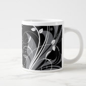 Gray Floral Pattern op Black Grote Koffiekop (Rechts)