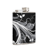 Gray Floral Pattern op Black Heupfles (Rechts)