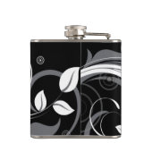Gray Floral Pattern op Black Heupfles (Achterkant)