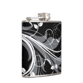 Gray Floral Pattern op Black Heupfles (Rechts)