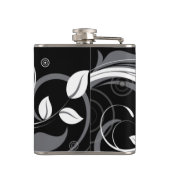 Gray Floral Pattern op Black Heupfles (Achterkant)