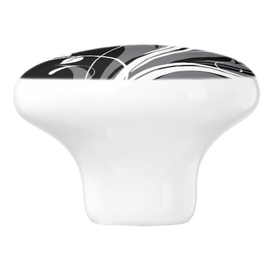 Gray Floral Pattern op Black Keramische Knop (Zijkant)