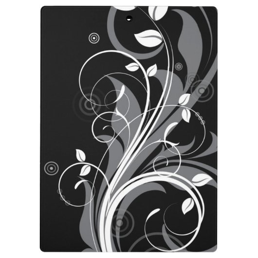 Gray Floral Pattern op Black Klembord (Achterkant)