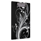 Gray Floral Pattern op Black Klembord (Rechts)